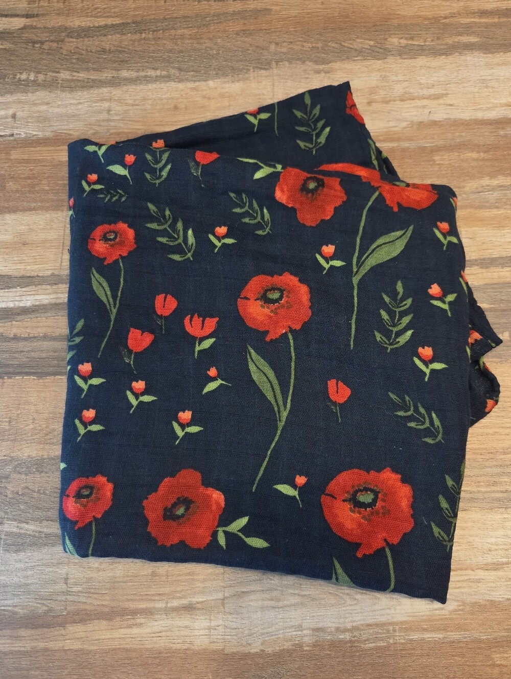 Little Unicorn Dark Summer Poppy Cotton Muslin Swaddle Blanket Floral Baby